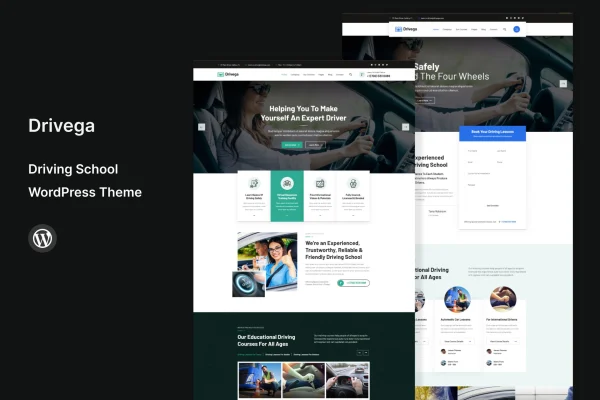Drivega driving school WordPress theme preview