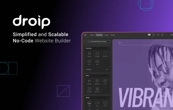 Droip no-code WordPress website builder plugin banner