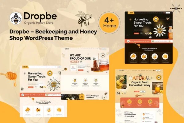 Dropbe beekeeping and honey shop WordPress theme preview