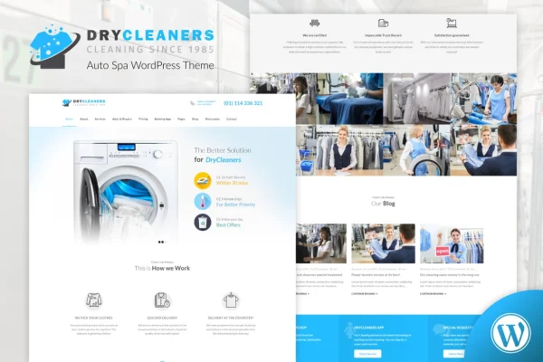 Dry Cleaning laundry services WordPress theme preview
