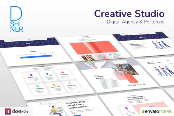 D'Shiner creative studio and digital agency Elementor template kit preview