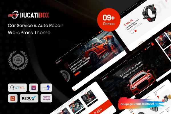 Ducatibox car service and auto repair WordPress theme preview