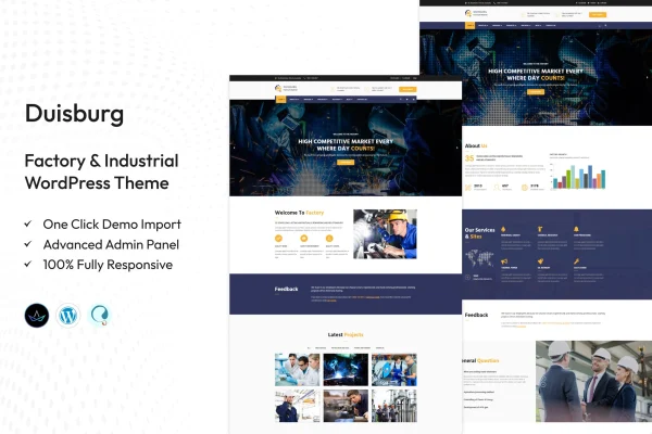 Duisburg factory and industrial business WordPress theme preview