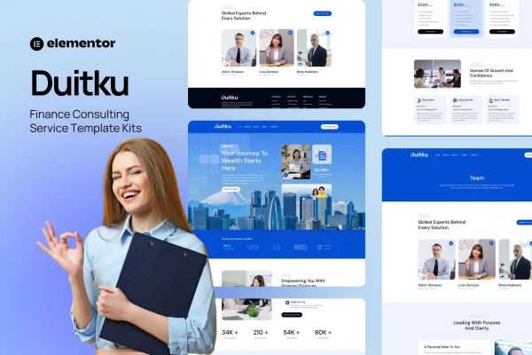 Duitku finance consulting Elementor template kit preview