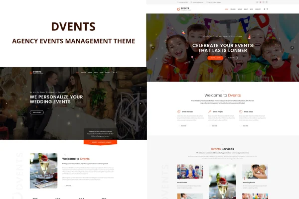 Dvents Theme banner for an events management agency WordPress theme