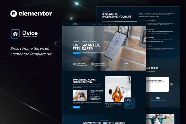 Dvice smart home services Elementor template kit cover image