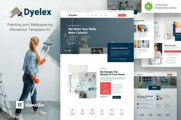 Dyelex painting and wallpapering Elementor template kit preview