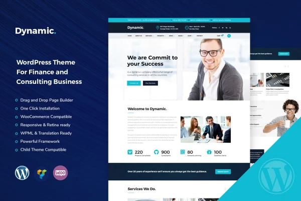 Dynamic finance and consulting WordPress theme preview