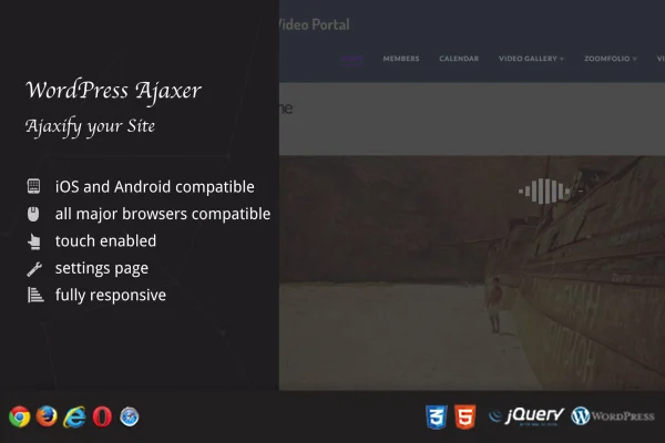 DZS Ajaxer plugin banner for AJAX navigation and comments in WordPress