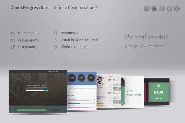 DZS Progress Bars Ultimate plugin banner with animated progress bars