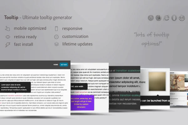 DZS Tooltip plugin banner showing a customizable tooltip