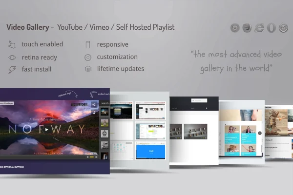 DZS Video Gallery plugin banner showing a video gallery layout