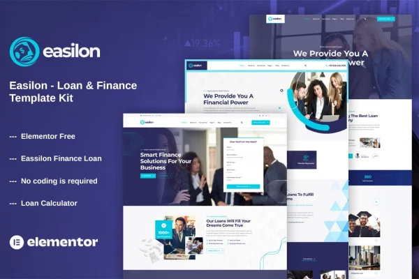 Easilon loan and finance Elementor template kit cover image