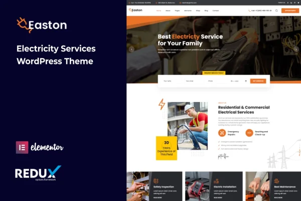 Easton electricity services WordPress theme preview