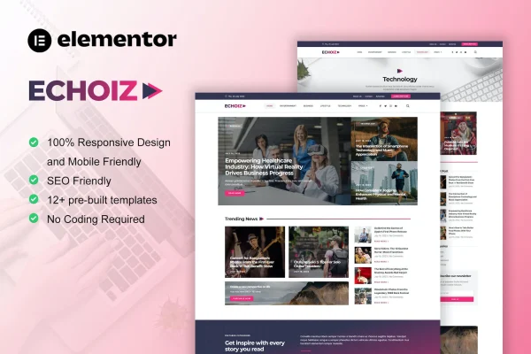 Echoiz news and magazine Elementor template kit cover image