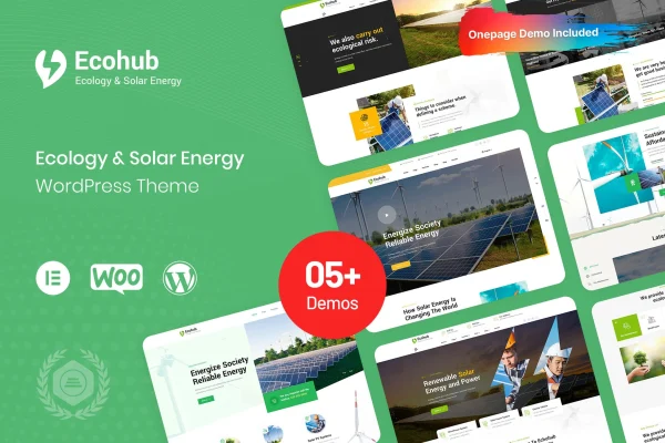 Ecohub ecology and solar energy WordPress theme preview