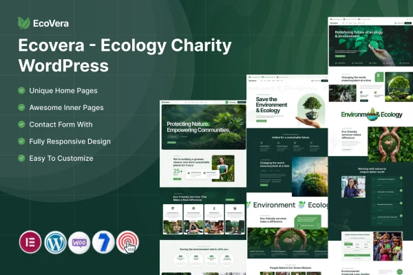 Ecovera ecology and charity WordPress theme preview