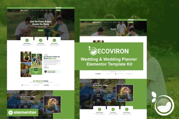 Ecoviron ecology and environment charity Elementor template kit preview