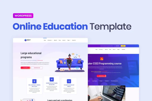 Edison online education Elementor template kit preview
