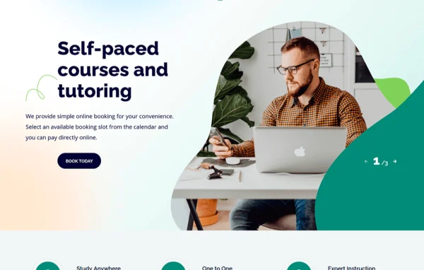 Edme education WordPress theme preview with course and tutor booking pages