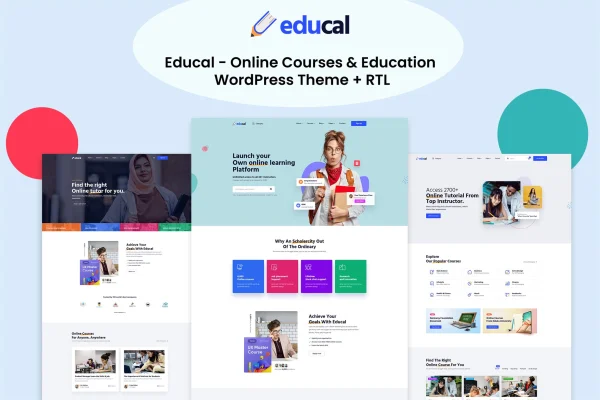 Educal online courses and education WordPress theme preview