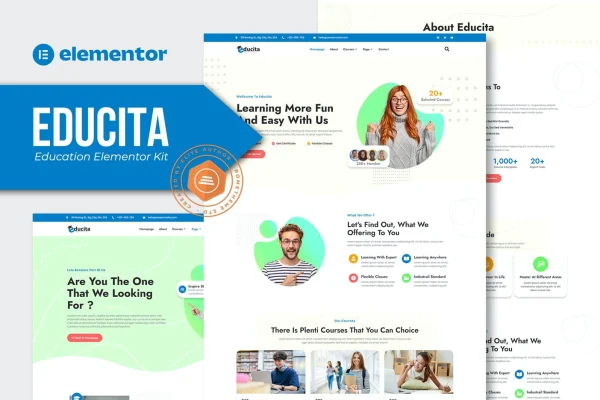 Educita education Elementor template kit cover image