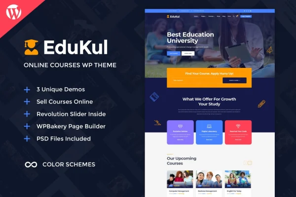 Edukul Theme online courses WordPress theme preview