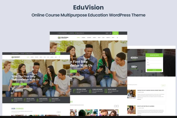 Eduvision online course education WordPress theme preview