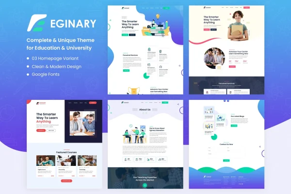 Eginary education and university WordPress theme preview