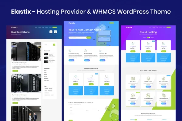 Elastix hosting provider and WHMCS WordPress theme preview