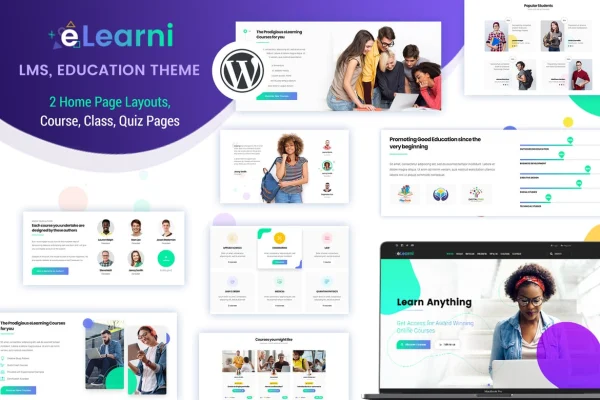 eLearni LMS and online courses WordPress theme preview