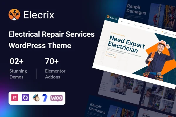 Elecrix electrical repair services WordPress theme preview