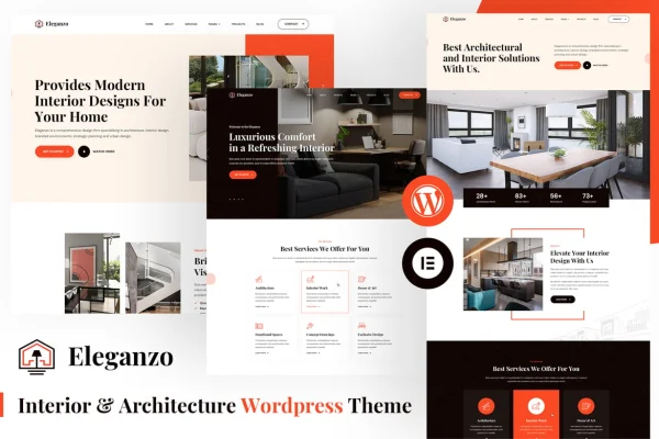Eleganzo interior and architecture WordPress theme preview