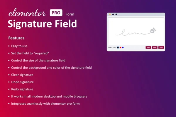 Elementor Form - Signature Field plugin banner