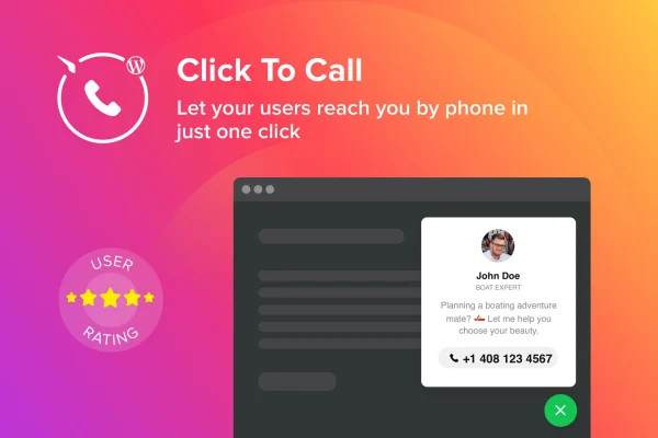 Elfsight Click To Call CC plugin banner with a phone call button