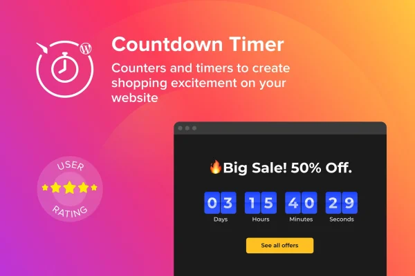 Elfsight Countdown Timer CC plugin banner showing a countdown timer
