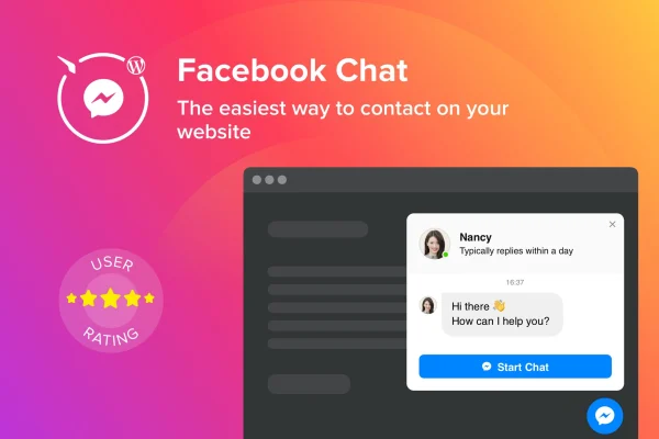Elfsight Facebook Chat CC plugin banner with Messenger chat widget