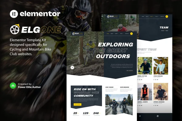 Elgone cycling and mountain bike club Elementor template kit preview
