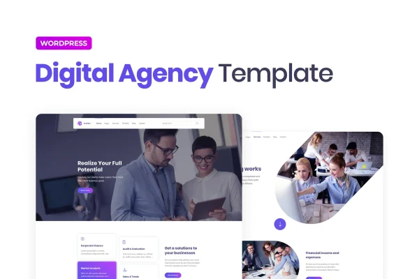 Elipso digital agency Elementor template kit cover showing corporate website page layouts