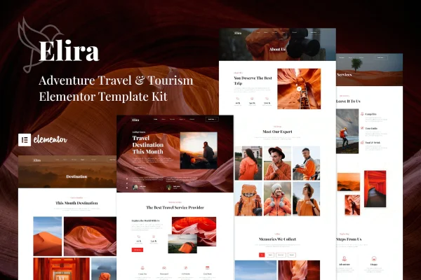 Elira adventure travel and tourism Elementor template kit preview