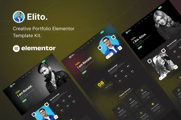 Elito creative portfolio Elementor template kit preview