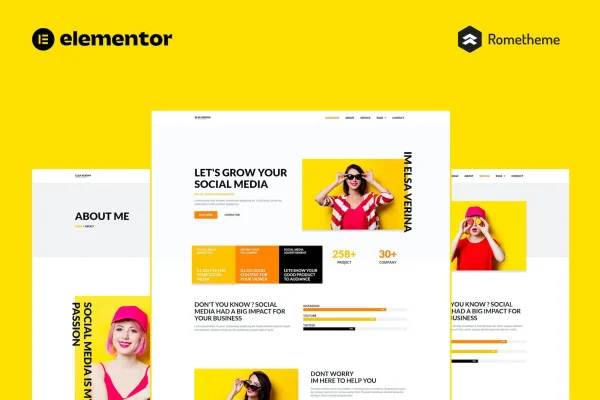 Elsa social media marketing Elementor template kit cover image