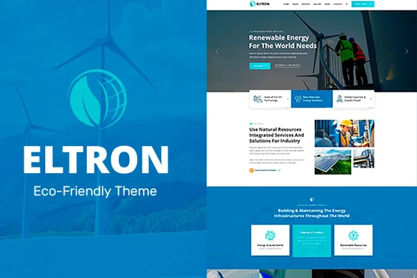 Eltron solar energy Elementor WordPress theme preview