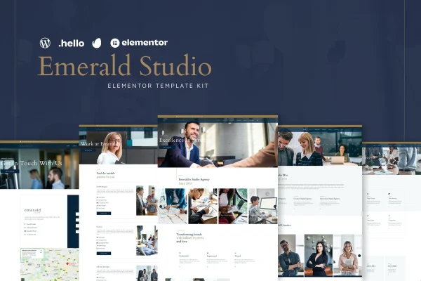 Emerald Studio digital agency Elementor template kit preview