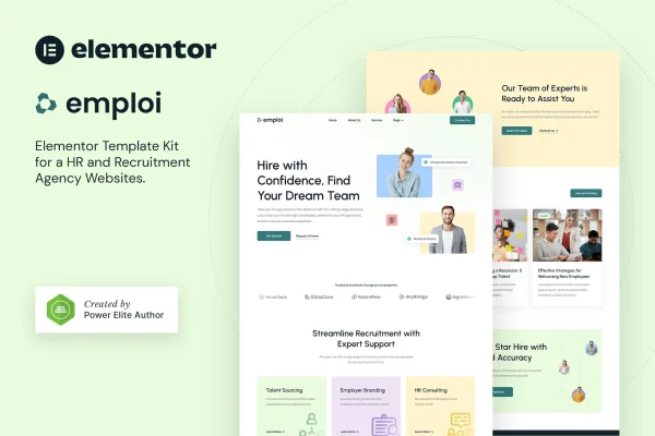 Emploi HR and recruitment agency Elementor template kit preview