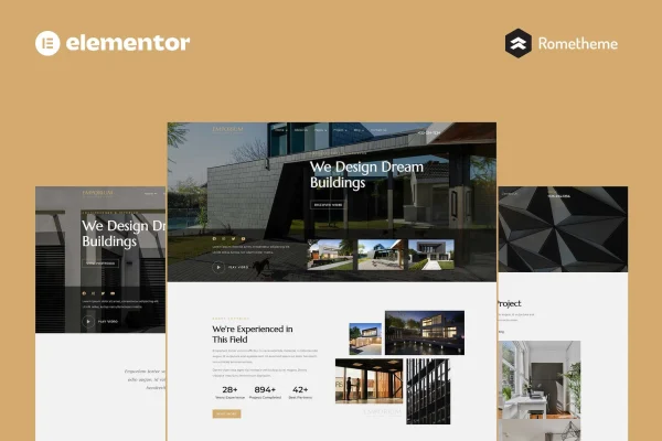 Emporium architecture and interior Elementor template kit preview