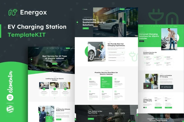 Energox EV charging station Elementor template kit cover image
