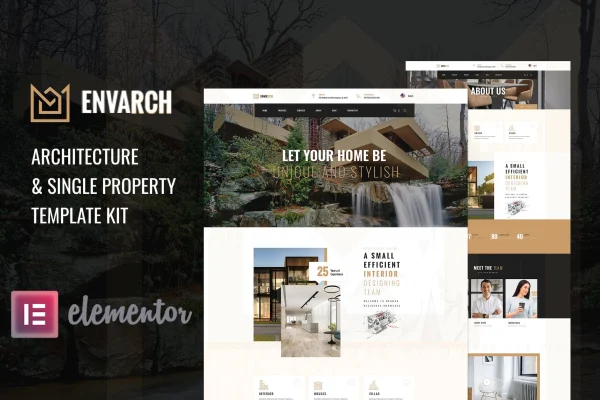 EnvArch architecture and single property Elementor template kit preview