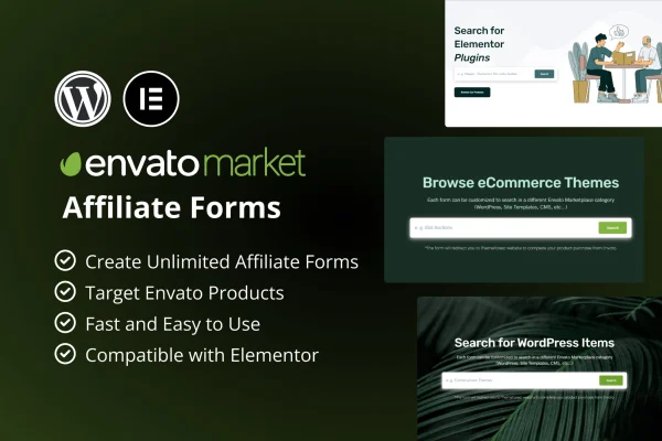 Envato Market Affiliate Forms plugin banner for Elementor
