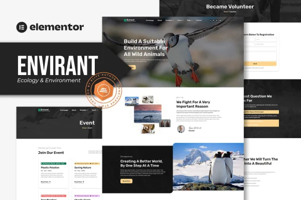 Envirant ecology and environment Elementor template kit cover image